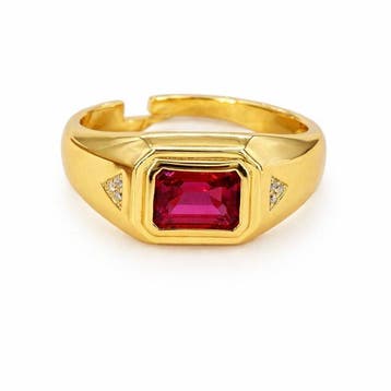 Sans prix de réserve - Bague Plaqué or Rubis - Diamant -