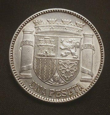 Spanje. Segunda República. 1 Peseta 1933*34 (Zonder, Postzegels en Munten
