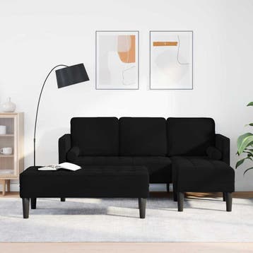 vidaXL bank / zetelstel 2 st Zwart Polyester, Verzenden, Nieuw