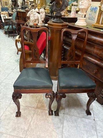 Stoel (2) - Mahonie, Leder, Messing