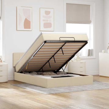 vidaXL Bed poef met matras en LEDs 140x200 cm stof, Verzenden, Nieuw