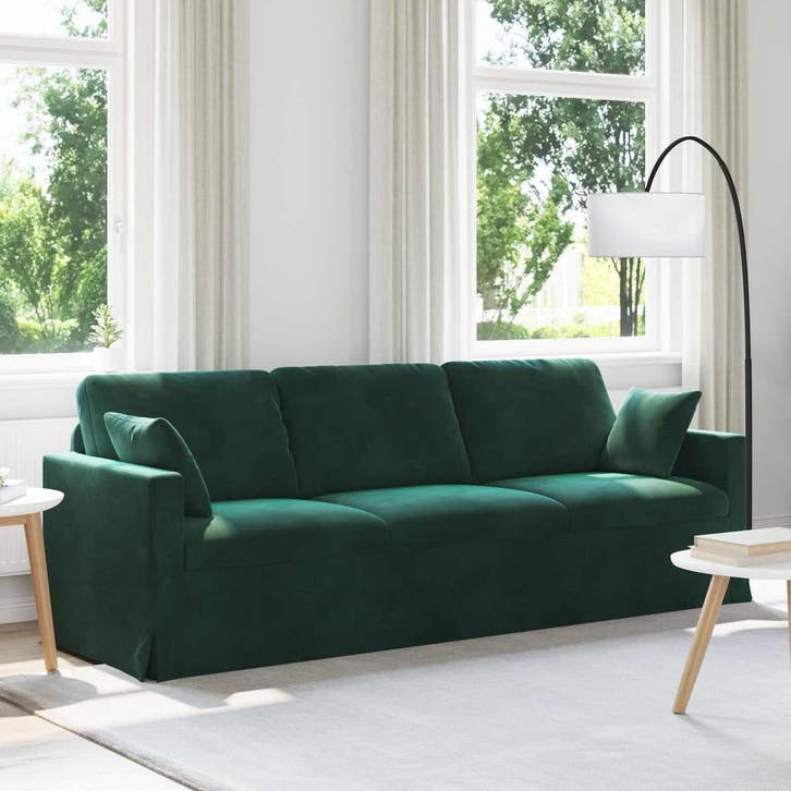 vidaXL bank / zetel Donkergroen 228 x 78 x 80 cm Fluweel, Maison & Meubles, Canapés | Salons, Envoi