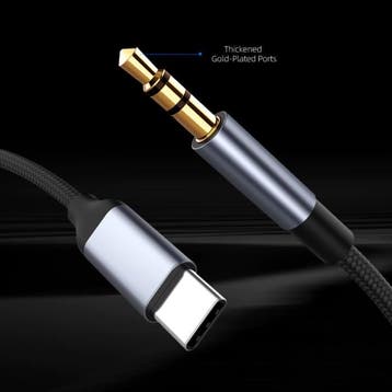 USB-C naar 3.5mm AUX Kabel Verguld Audio Jack Type C 1 Meter, Verzenden, Nieuw
