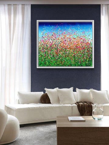 Tiberiu Soos (1977) - 135x115 cm - Colorful Magic Meadow -, Antiek en Kunst