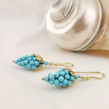 Turquoise - Argento 925 - Oorbellen - oorbellen met trosjes
