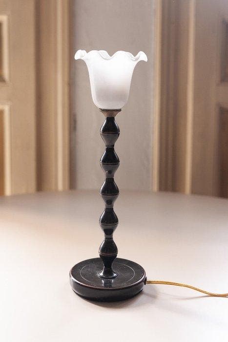 Lampe de table - Opaline, métal, Antiquités & Art, Curiosités & Brocante