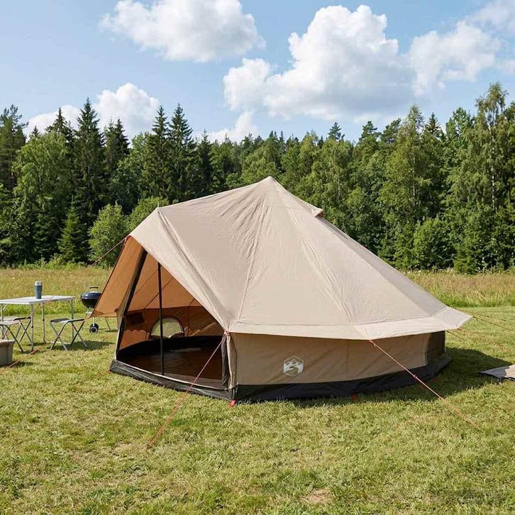 vidaXL Familietent 10-persoons Crèmekleurig Polykatoen, Caravans en Kamperen, Tenten, Nieuw, Verzenden