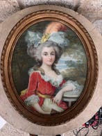 German school (XIX-XX), signed - Retrato de dama con vestido