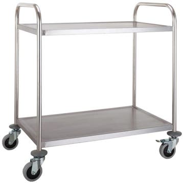 Serveerwagen | RVS | 2 Niveaus (830x510) | Wielen (Geremd), Verzenden, Nieuw in verpakking