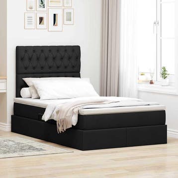 vidaXL LED opbergbed met matras Zwart 120 x 200 cm Stof, Verzenden