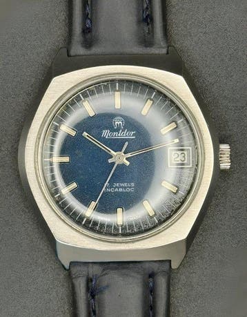 Mont dOr - Blue Dial - TV Case – Swiss Made - Zonder, Nieuw