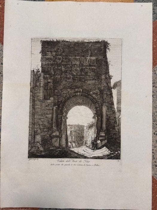 Luigi Rossini (1790-1857) - Veduta dellArco di Tito, Antiquités & Art, Antiquités | Autres Antiquités