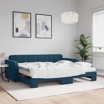 vidaXL Slaapbank onderschuifbed en matrassen 90x200 cm, Verzenden, Nieuw