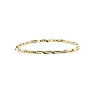 Bicolor gouden fantasie schakelarmband, Ophalen of Verzenden, Gebruikt, Goud, Goud
