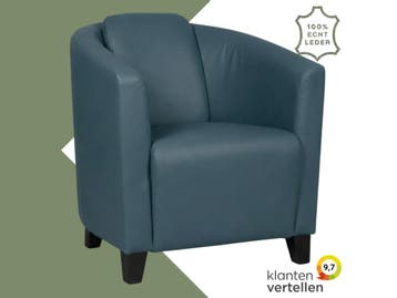 Leren fauteuil Press - Toledo Whale (blauw/grijs) - Poten, Huis en Inrichting, Fauteuils, Nieuw, Ophalen of Verzenden, Eigentijds, Klassiek, Retro, Romantisch, Vintage