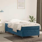 vidaXL Boxspring bed 90x200 cm fluweel donkerblauw, Verzenden, Nieuw