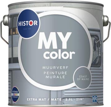 Histor My Color Muurverf - Extra Mat Coast Of Maine 2.5L, Doe-het-zelf en Bouw, Verzenden, Nieuw