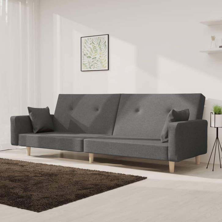 vidaXL Slaapbank 2-zits met 2 kussens stof lichtgrijs, Maison & Meubles, Canapés | Salons, Envoi
