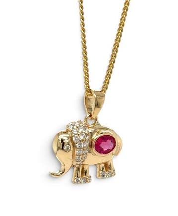 Hanger - 14 karaat Geel goud - 0.62ct. tw. Robijn - Diamant
