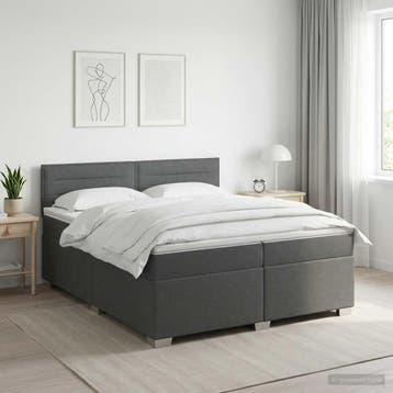 vidaXL Boxspringbed met matras en LED Donkergrijs 200 x 200, Verzenden