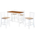 vidaXL Bartafel- en barstoelenset massief hout bruin en wit, Verzenden, Nieuw