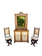 Kabinet (4) - Hout, Textiel, Brons, Messing, Keramiek - Met