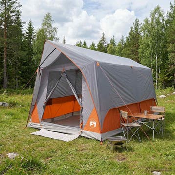 vidaXL Tunneltent 8-persoons Grijs en Oranje Polyester en, Verzenden