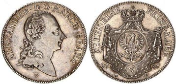 Duitsland, Schwabach. Alexander 1757-1791. Konv.-Taler 1785