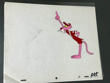 Friz Freleng - Originele animatiecel en tekening van De Roze