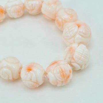 Argent, Plaqué or - Collier - corail rose gravé, Collections