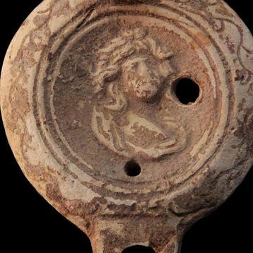 Oud-Romeins Terracotta Decoratieve olielamp - Medusa -
