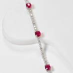 Tennis armband - 14 karaat Witgoud - 4.17ct. tw. Robijn -, Handtassen en Accessoires, Antieke sieraden
