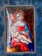 Franse school (XIX) - Vierge à l’Enfant - Limoges - émail, Antiek en Kunst