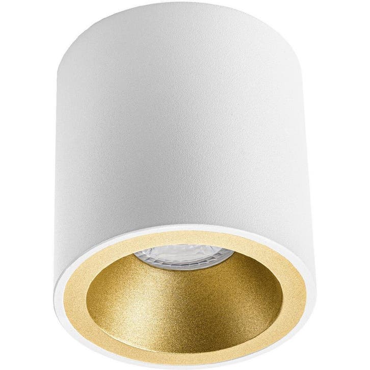 Opbouwspot GU10 Pragmi Cliron Pro - Mat Wit/Goud Aluminium,, Huis en Inrichting, Lampen | Overige, Nieuw, Verzenden