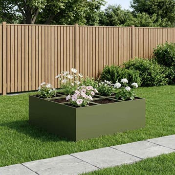 vidaXL Plantenbak Olijfgroen 100 x 100 x 50 cm Koudgewalst, Verzenden