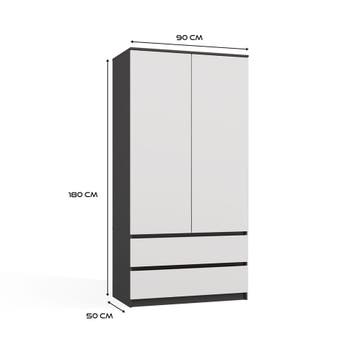 kledingkast  antraciet wit 90 cm Antraciet wit (Slaapkamer), Verzenden, Nieuw, 50 tot 100 cm, 150 tot 200 cm
