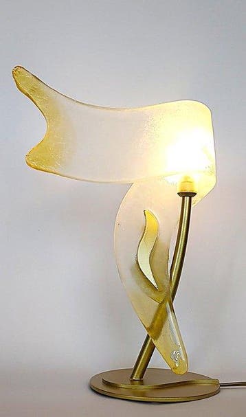 Tafellamp - Sillux Italiaanse glazen tafellamp - Glas -, Antiek en Kunst