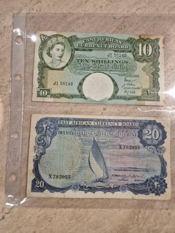 Oost-Afrika. - 10 and 20 Shillings - various dates - Pick 38
