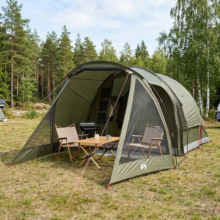 vidaXL Huisje Tent Olijfgroen 488 x 244 x 183 cm Polyester, Caravanes & Camping, Tentes, Envoi
