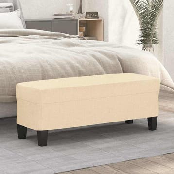 vidaXL Bankje 100x35x41 cm stof crèmekleurig, Huis en Inrichting, Verzenden, Nieuw