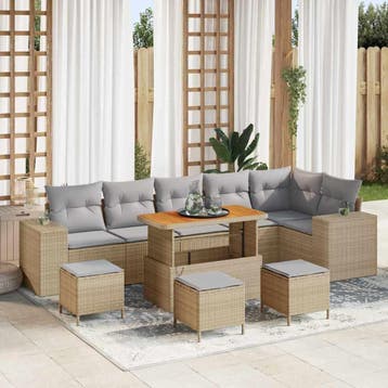 vidaXL Tuinbank Set 10 st 6-Aantal zitplaatsen Beige en, Verzenden