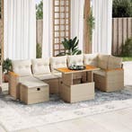 vidaXL 5-delige Loungeset met kussens poly rattan beige, Tuin en Terras, Verzenden, Nieuw, Loungeset