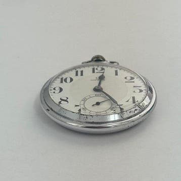 Omega - Art Deco Style Slim Open Face Pocket Watch With