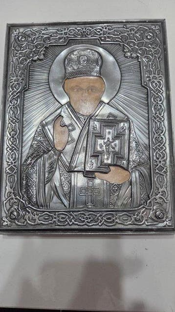 Icône - Saint Nicolas le Thaumaturge - Bois, Métal