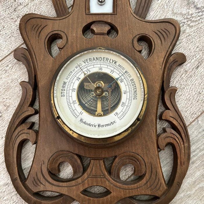 Holosteric aneroid barometer - Hout - Jugendstil, Antiek en Kunst, Curiosa en Brocante