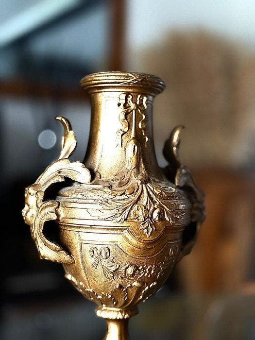 Balustervaas - Zinklegering, Marmer, Antiquités & Art, Curiosités & Brocante