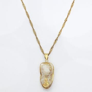 Collier avec pendentif - 18 carats Or jaune - Os de Corvina