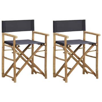 vidaXL Regisseursstoelen 2 st inklapbaar donkergrijs bamboe, Verzenden