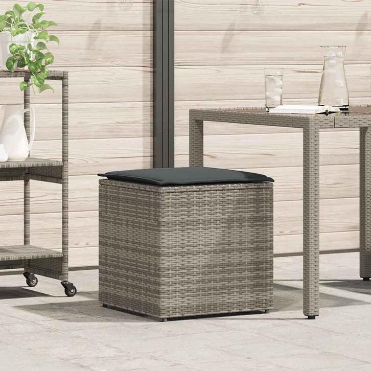 vidaXL Kussenbox met opslag Grijs 50 x 50 x 50 cm poly, Jardin & Terrasse, Stockage & Armoires de jardin, Envoi