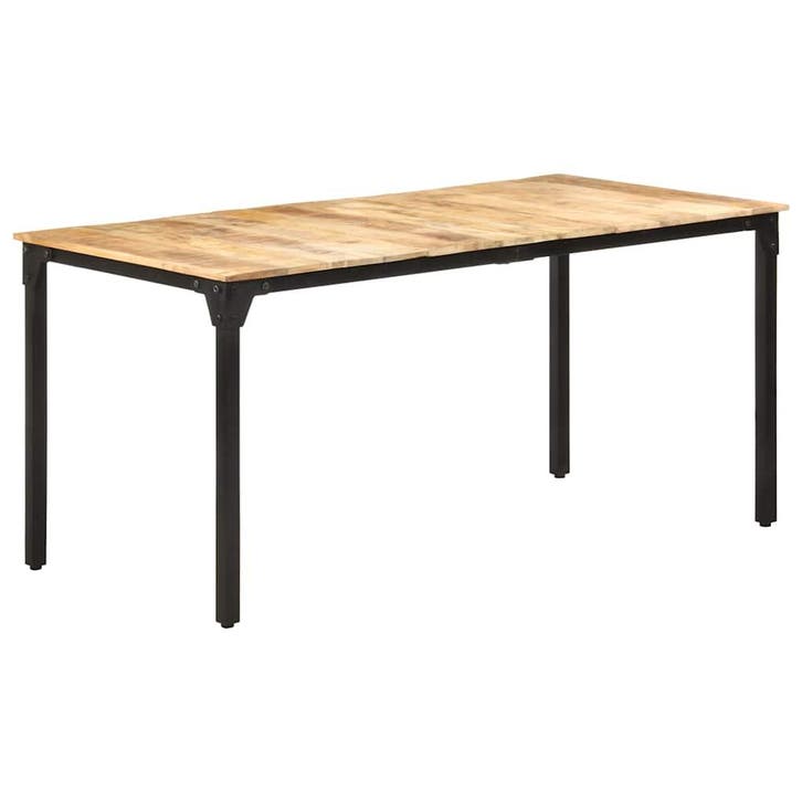 vidaXL Eettafel 160x80x76 cm ruw mangohout, Maison & Meubles, Tables | Tables à manger, Envoi